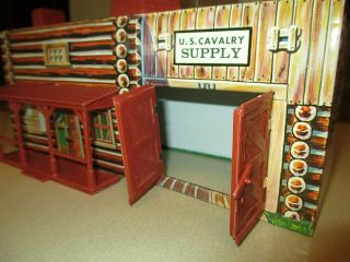 Vintage 1950 ' s - 60 ' s Marx Fort Apache Metal U.  S.  Cavalry Supply Building Complete 4