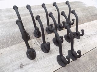 12 Cast Iron Black School Style Coat Hooks Hat Hook Rack Hall Tree Acorn Hook