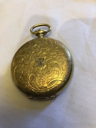 Gold Tone ARNEX INCABLOC Pocket Watch Needs Servicing Solid Shape 3