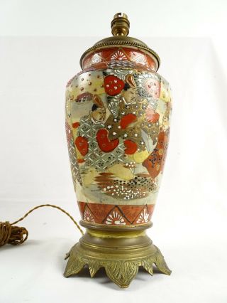 Antique Japanese Satsuma Vase converted to Lamp Meiji Japan c1910 A/F 2