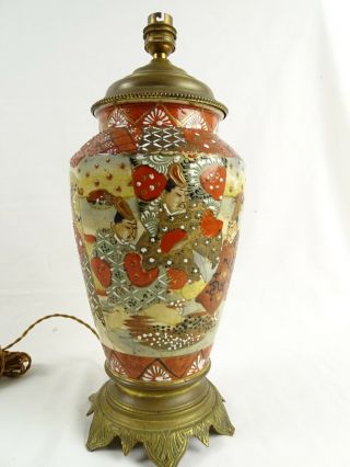 Antique Japanese Satsuma Vase converted to Lamp Meiji Japan c1910 A/F 4