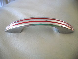 Vintage Nos 50s Chrome Drawer Cabinet Door Pulls Red Lines Handles National Lock