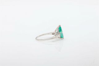 Antique 1950s $10,  000 4.  40ct AAA,  Pear Cut Emerald Diamond Platinum Ring 3