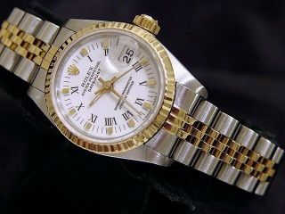 Rolex Datejust Ladies 2Tone 18K Gold & Stainless Steel Watch White Roman 69173 2