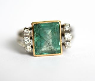 Exceptional 14ct White Gold 3carat Emerald And Diamond Bespoke Ring