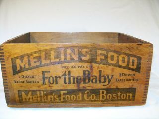 Rare 1890s Mellins Baby Food 5 Single Board Wood Dovetailed Box Crate