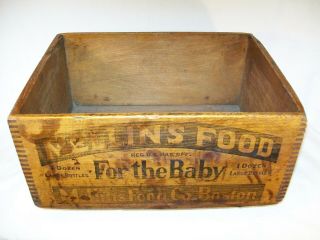 RARE 1890S MELLINS BABY FOOD 5 SINGLE BOARD WOOD DOVETAILED BOX CRATE 3