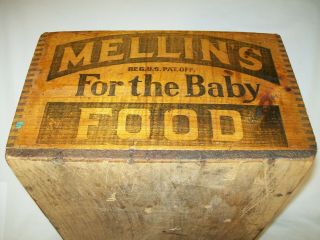 RARE 1890S MELLINS BABY FOOD 5 SINGLE BOARD WOOD DOVETAILED BOX CRATE 6