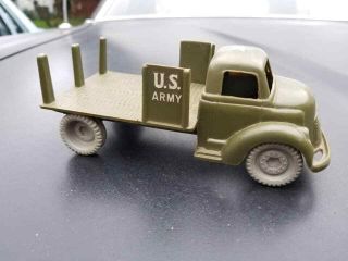 Vintage Marx Training Center Playset - Army Stake Bed Truck With Gray Wheels