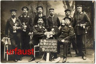 German Wwi Imperial Navy Soldiers With Stein Sep 1 1914 Photo