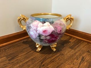 Antique French D&c Limoge Jardiniere Porcelain Vase Hand Painted