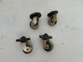 Set Of Four Antique Brass Furniture Casters Marked Patent,  3 To Wrought Iron