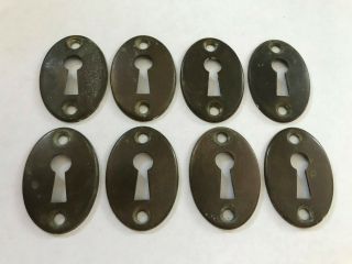 8 Old Art Craft Deco Victorian Brass Keyhole Door Knob Covers Escutcheon Plates