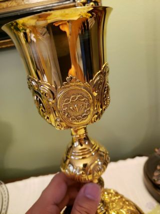 Antique Sterling Catholic Mass Chalice And Paten - Scenes of the Passion Jesus 2