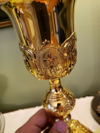 Antique Sterling Catholic Mass Chalice And Paten - Scenes of the Passion Jesus 4