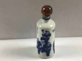 Antique Chinese Snuff Bottle Blue White Ceramic Or Porcelain Men Women