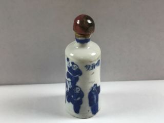 Antique Chinese Snuff Bottle Blue White Ceramic or Porcelain Men Women 2