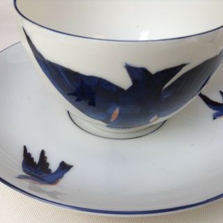 Victoria Chez Vintage Tea Cup And Saucers Painted Blue Bird Set Of 4