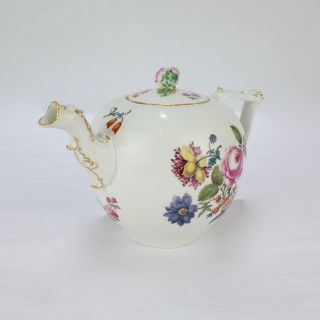 Antique 18c Meissen Porcelain Teapot W Enamel " Deutsche Blumen " Decoration - Pc