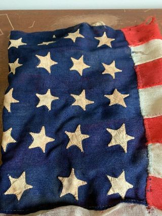 Huge Vintage Antique 34 Star U.  S.  Flag 55 Inches Long EXC 10