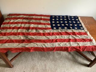 Huge Vintage Antique 34 Star U.  S.  Flag 55 Inches Long Exc