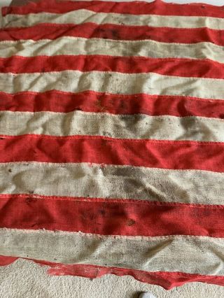 Huge Vintage Antique 34 Star U.  S.  Flag 55 Inches Long EXC 7