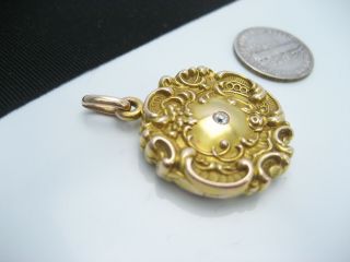 Antique Victorian ALLING CO.  14K Yellow Gold & Diamond Necklace Pendant Locket 5