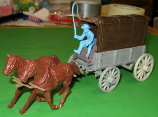 Marx Giant Fort Apache Medical Wagon.  With Blue Whip Driver.