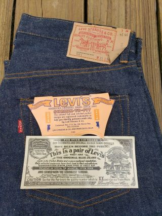 Vintage Deadstock Levis 501 Redline Small E Shrink To Fit Jeans 60s 70s Unworn