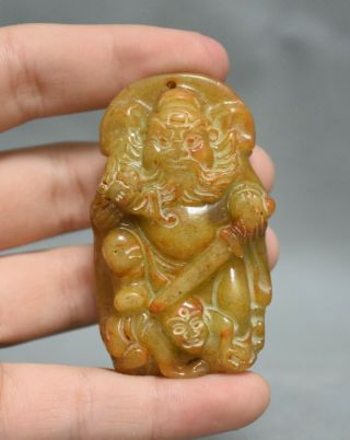 2.  4 " Old Chinese Ancient Jade Stone Carved Zhong Kui Chungkuel Pendant Amulet