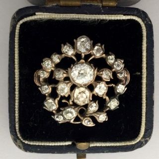 A Fabulous Georgian 3ct Old Mine Cut Diamond Cluster Ring Circa 1800’s