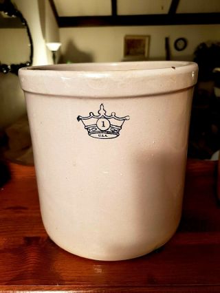 Crown U.  S.  A Robinson Ransbottom Pottery Stoneware Crock 1 Gallon