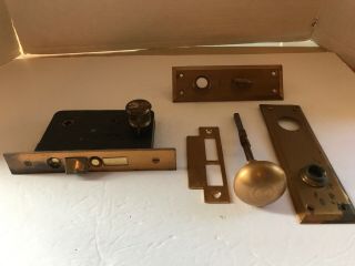 Vtg Entry Brass/metal Sargent Push Button Mortise Lock & Cylinder