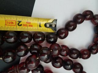 Vintage Cherry Amber Bakelite Faturan Prayer Bead Necklace 24 inches 4