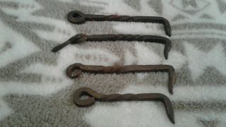 Vintage - Set Of 4 - Hand Forged Cast Iron Door Gate Latch Hooks