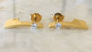 18k Designer Diamond Earrings.  Sugarman