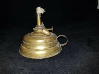 Antique Brass Whale Oil Lamp Edward Miller Co ? U.  S.  A.  Good Antique