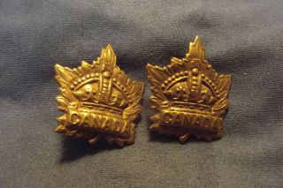 Ww I Cef Brass Collar Badges To The Canadian General List Caron Bros 1916