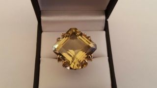 Gorgeous Heavy And Huge Vintage/antique 9ct Gold Citrine Cocktail Ring