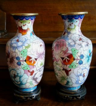Cloisonne Vases - With Stands - Jingfa