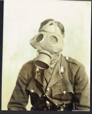 Ww1 Gas Mask Photo Of Named Soldier By Louis Van Oeyen Studio 9 " X 7 "