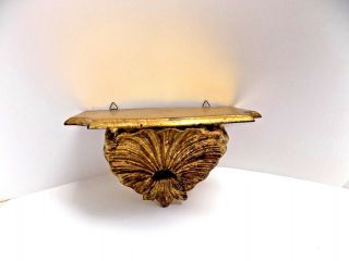 Vtg Florentine Sconce Shelf Italy Mcm Hollywood Regency Gilded Carved Wood