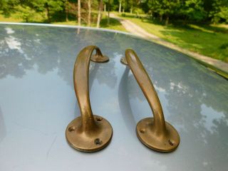 2 Vintage Solid Brass Door Handle Pull Heavy Duty Well Made Great