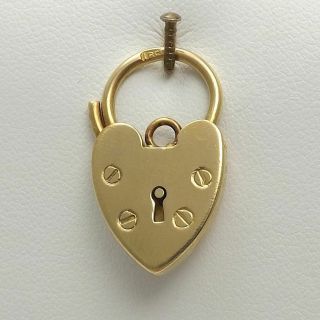 Victorian 18k Gold Heart Padlock Bracelet Clasp Charm Pendant Opens & Closes