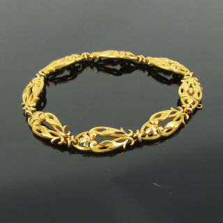 Antique French Art Nouveau 18k Yellow Gold Hand Made Decorated Bracelet