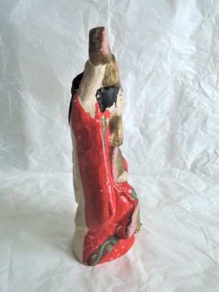 6.  5 inch Japanese Antique Clay Doll : Dancing Kimono Woman with Fan 3