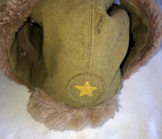 Ww2 Japanese Army Wool,  Rabbit Fur Winter Hat From Battle Of Attu,  Kiska Or ???