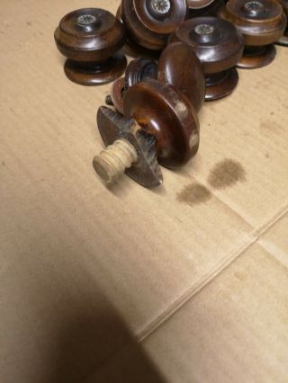 8 x Vintage Antique victorian Mahogany Drawer Knobs with mother of pearl 4