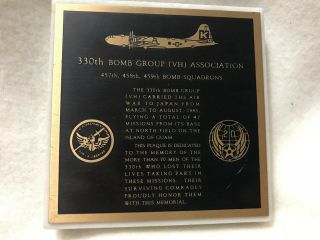 330th Bomb Group (vh) Association 457th,  459th Bomb Squadrons Plaque