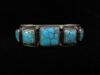 Antique Navajo Bracelet - Silver and Turquoise Row 5